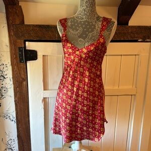 Vintage Victorias Secret Floral Fuchsia Pink Sleeveless Lingerie Mini Dress